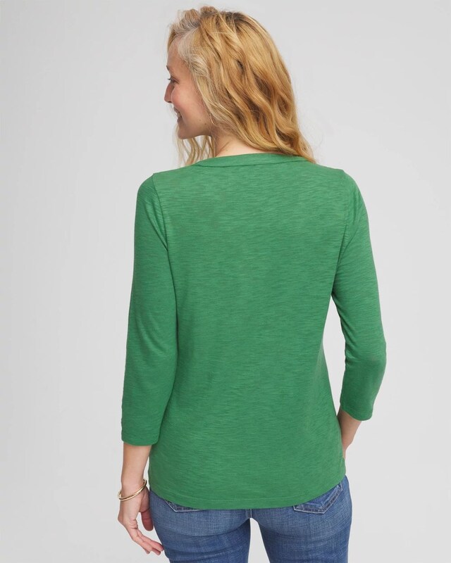 Slub Splitneck Button Tee - image 3